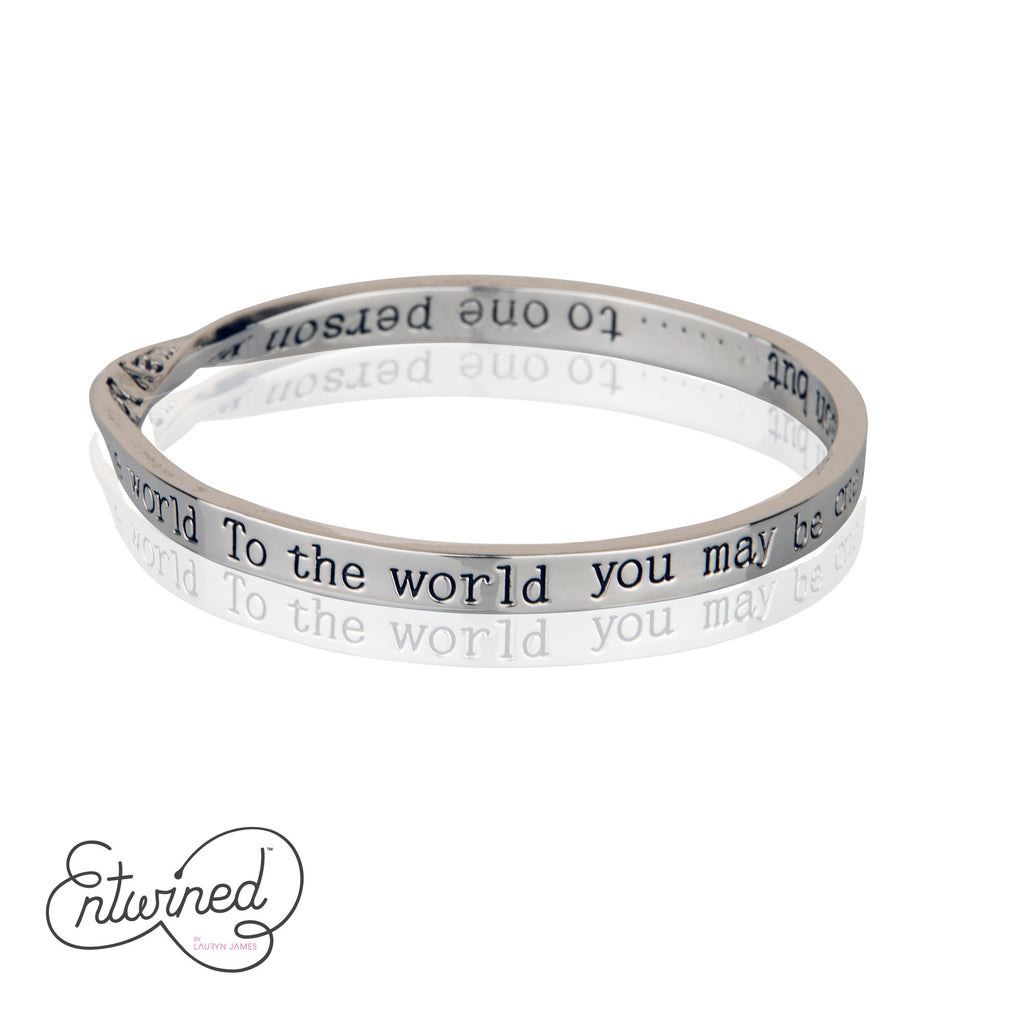 ENTWINED SPECIAL PERSON SILVER MESSAGE BANGLE